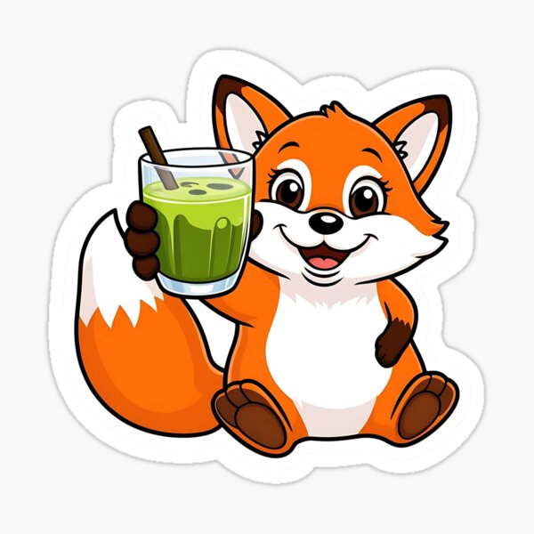 Item preview, A cute fox having Matcha| Matcha Iced Tea | Gobble Gala  designed and sold by ᧁꪮ᥇᥇ꪶꫀ ᧁꪖꪶꪖ.