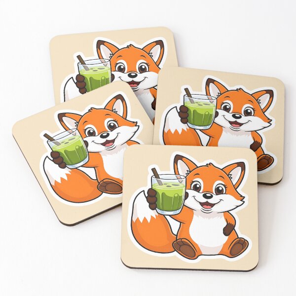 Item preview, A cute fox having Matcha| Matcha Iced Tea | Gobble Gala  designed and sold by Kids GobbleGala.