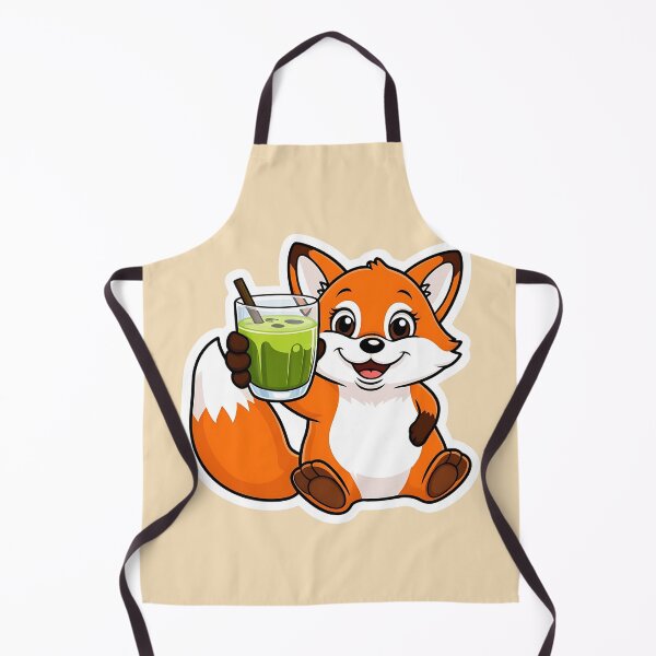 Item preview, A cute fox having Matcha| Matcha Iced Tea | Gobble Gala designed and sold by Kids GobbleGala.