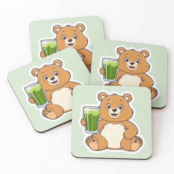 Item preview, Un zorro oso tomando Matcha | Té helado Matcha | Gobble Gala designed and sold by Kids GobbleGala.
