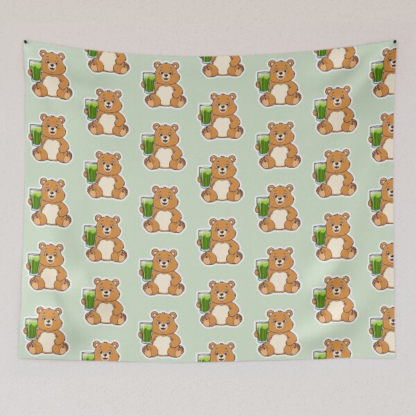 Item preview, A bear fox having Matcha| Matcha Iced Tea | Gobble Gala  designed and sold by Kids GobbleGala.