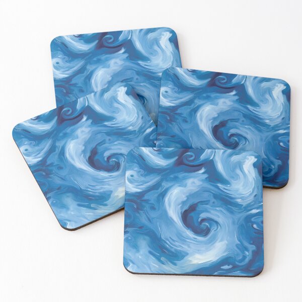 Item preview, An abstract design of swirling movements in shades of blue and white. designed and sold by HEMRO.