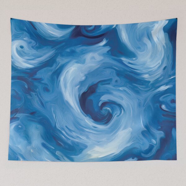 Item preview, An abstract design of swirling movements in shades of blue and white. designed and sold by HEMRO.