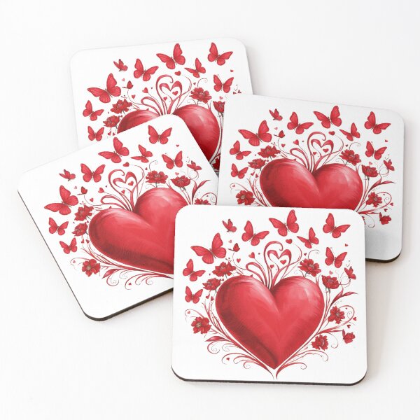 Item preview, Red Hearts Red Butterflies Flowers designed and sold by colorleafz.