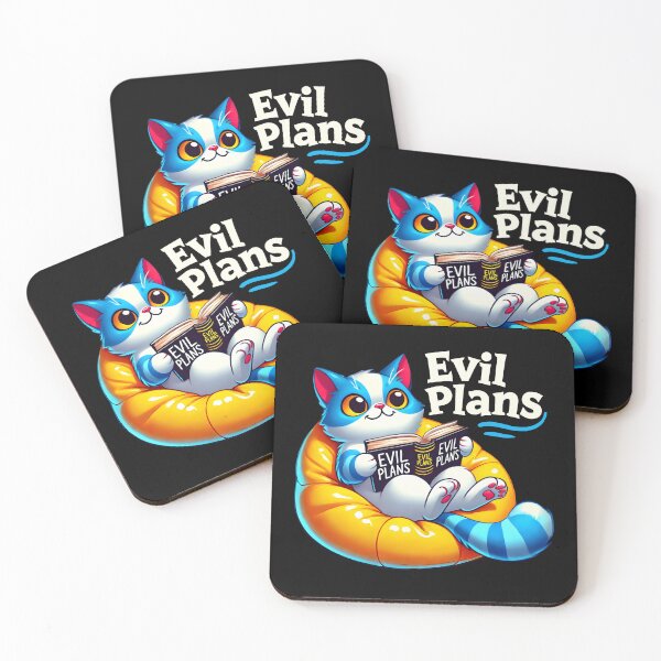 Item preview, Funny Cat Reading 'Evil Plans' Book – Cute and Mischievous Cartoon Design designed and sold by DrawHandArt.
