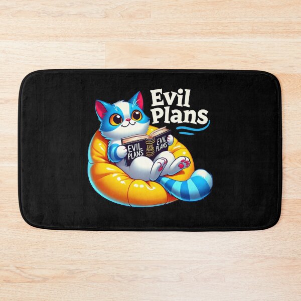 Item preview, Funny Cat Reading 'Evil Plans' Book – Cute and Mischievous Cartoon Design designed and sold by DrawHandArt.