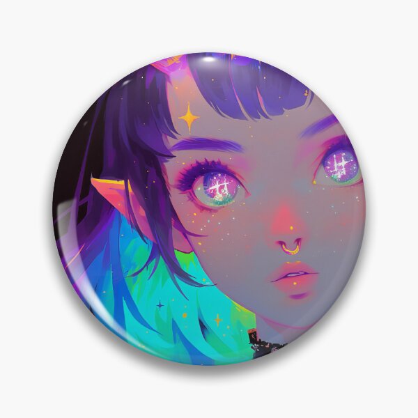 Item preview, Neon Horns Septum Piercing Anime Girl designed and sold by bubblegoth.