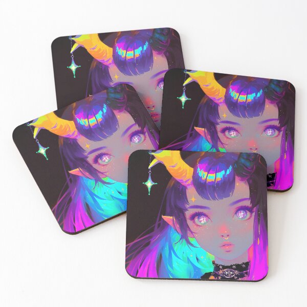 Item preview, Neon Horns Septum Piercing Anime Girl designed and sold by bubblegoth.