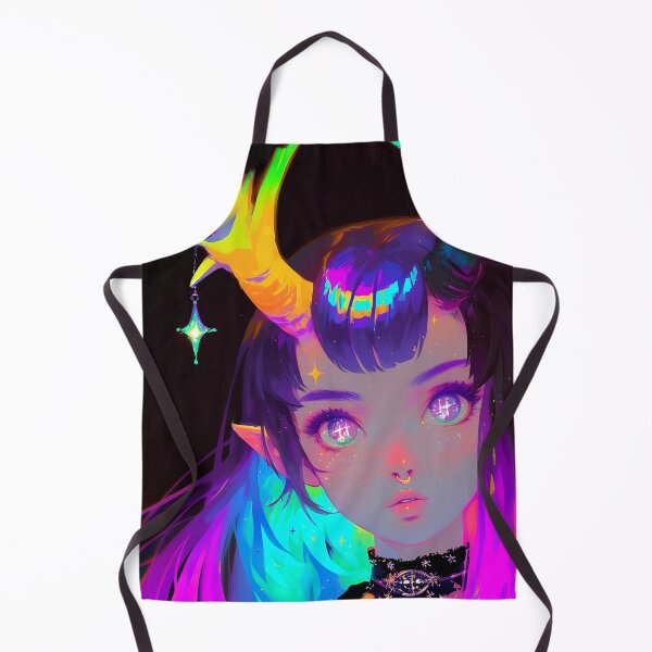 Item preview, Neon Horns Septum Piercing Anime Girl designed and sold by bubblegoth.