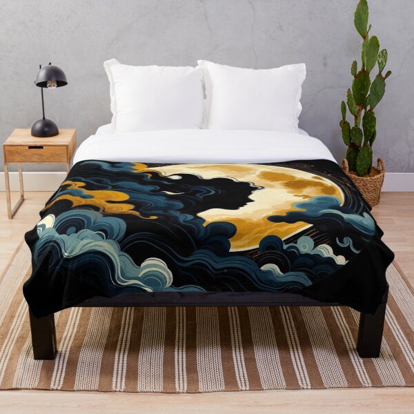 Artikelvorschau, Surreales Profil mit Vollmond und wirbelnden Wolken entworfen und verkauft von AjugaPaint.