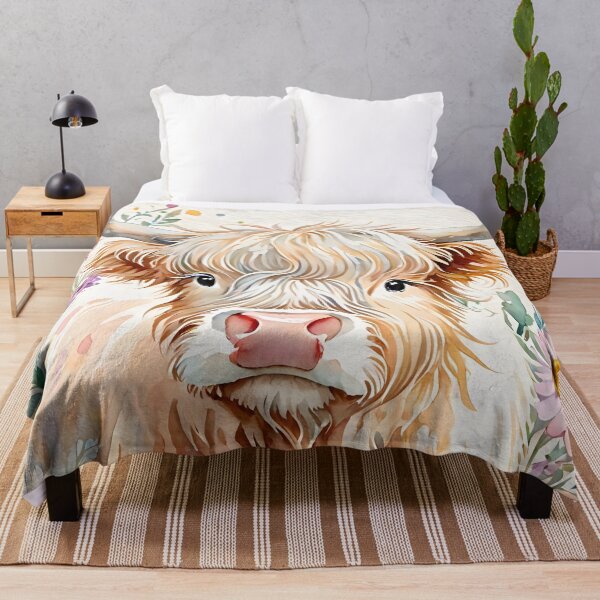 Item preview, Highland cow and flowers in watercolor designed and sold by Nolan6.