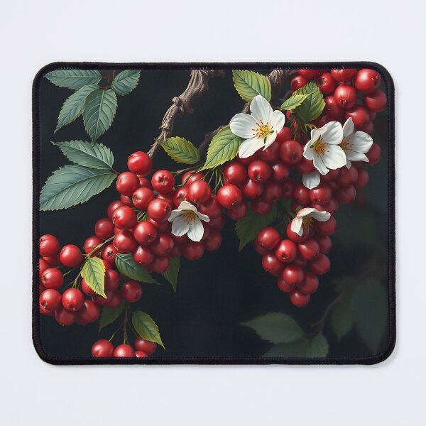Item preview, Botanical drawing with a beautiful branch of viburnum berries on a dark background. Digital matte drawing. designed and sold by PrintLabStudio.