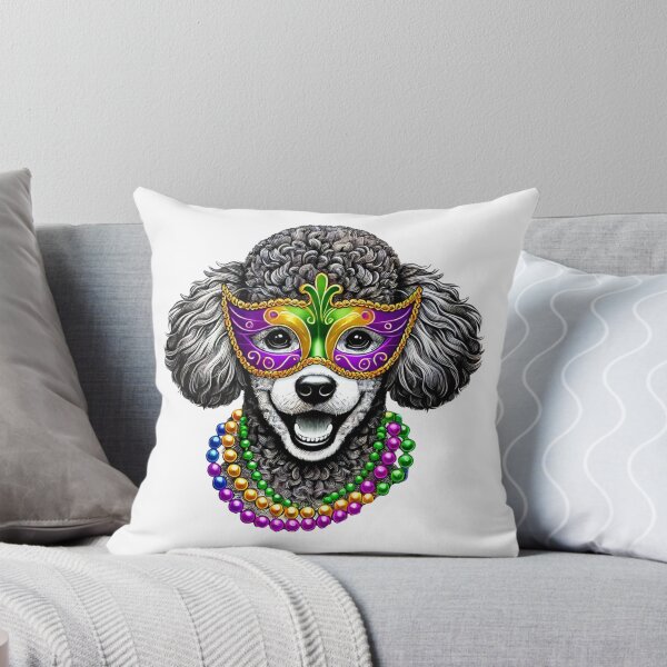 Item preview, Poodle Mardi Gras Mask and Beads Design designed and sold by BlankCanvasHaHa.