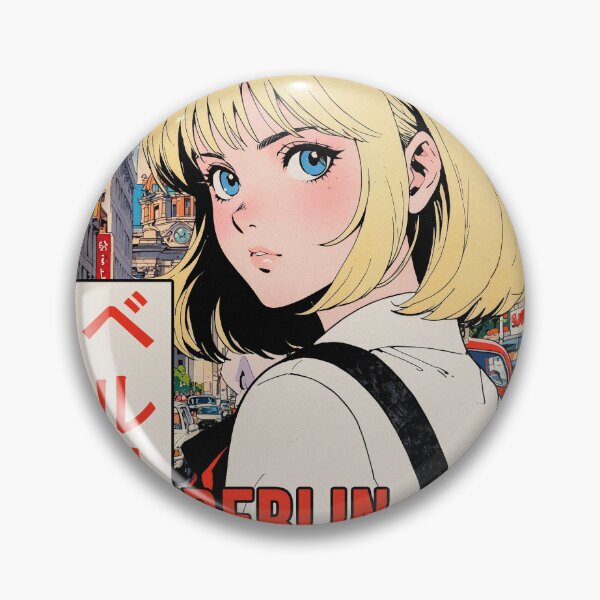 Item preview, Pretty Blonde Anime Girl 80s Retro Aesthetic Berlin Germany Vintage Travel Design designed and sold by onlyanimevibes.