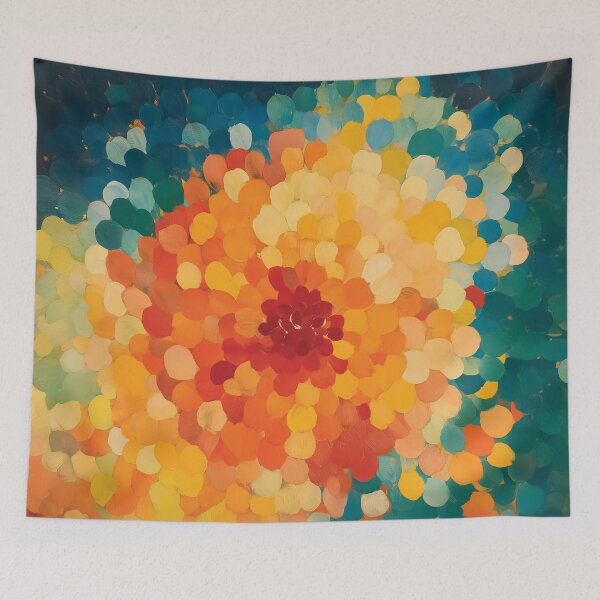 Item preview, A vibrant and dynamic design of color and form, reminiscent of a blooming flower seen through the lens of pointillism.  designed and sold by HEMRO.