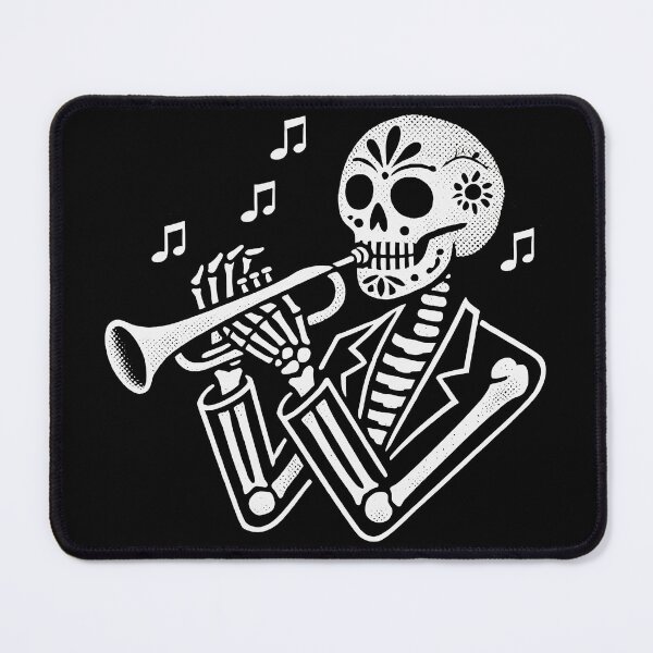 Item preview, skeleton playing trumpet designed and sold by WildPortrait.