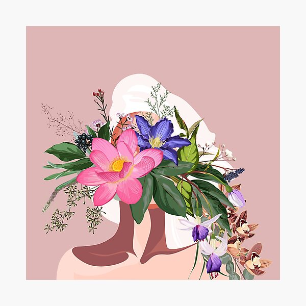 Item preview, Cute illustration of a woman with flowers head. designed and sold by MatyKotiv.