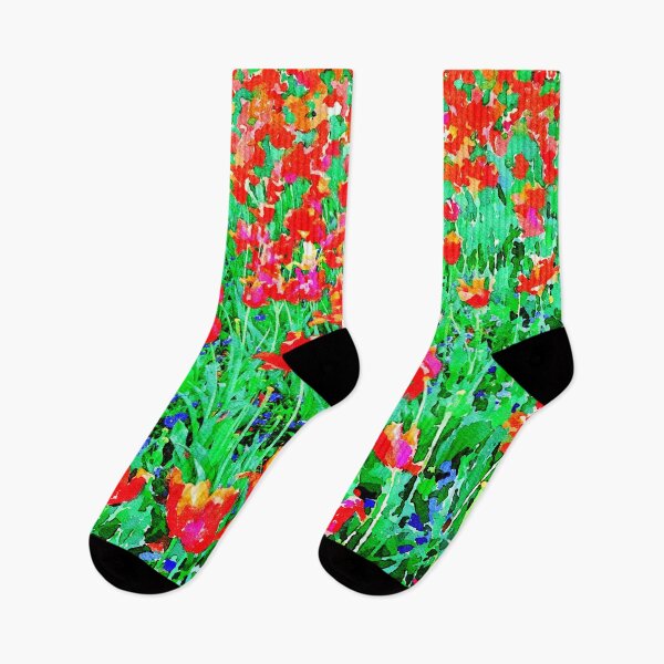 Item preview, Vibrant watercolor painting of red tulip field in bloom designed and sold by GestaltImagery.