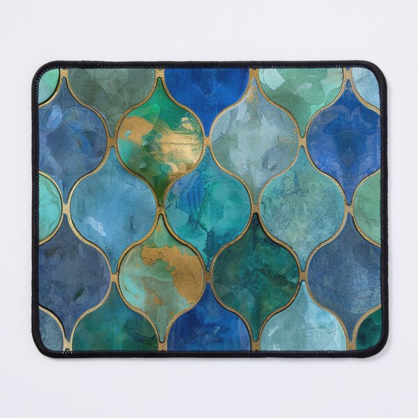 Item preview, Mint Green, Aqua & Gold Decorative Morrocan Tile Pattern 4 designed and sold by GrinGalore.