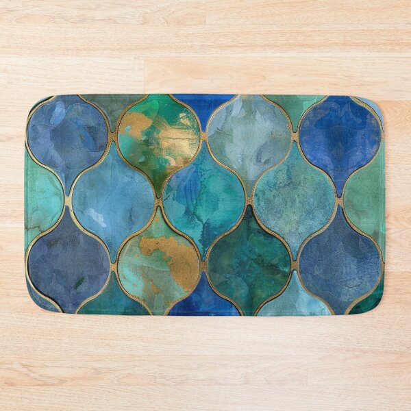 Item preview, Mint Green, Aqua & Gold Decorative Morrocan Tile Pattern 4 designed and sold by GrinGalore.
