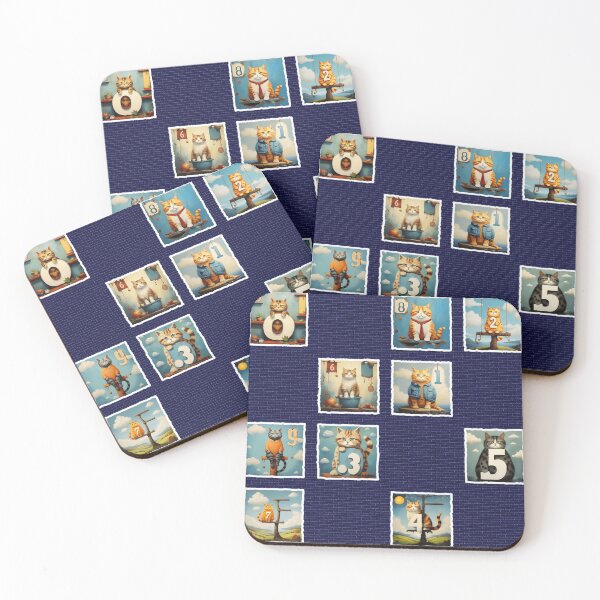 Item preview, Cats with Numbers on a Blue Brick Wall | Numerals | Cat Illustration | Cat Art designed and sold by UnhingedBird.