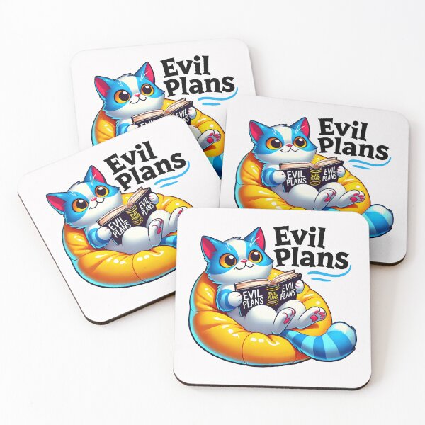Item preview,  Funny Cat Reading 'Evil Plans' Book – Cute and Mischievous Cartoon Design designed and sold by DrawHandArt.