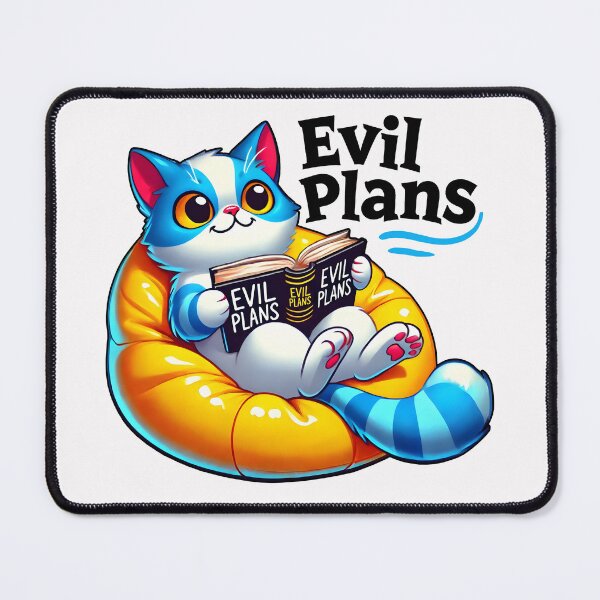 Item preview,  Funny Cat Reading 'Evil Plans' Book – Cute and Mischievous Cartoon Design designed and sold by DrawHandArt.