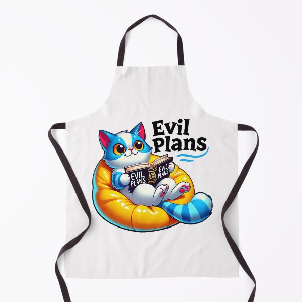 Item preview, Funny Cat Reading 'Evil Plans' Book – Cute and Mischievous Cartoon Design designed and sold by DrawHandArt.