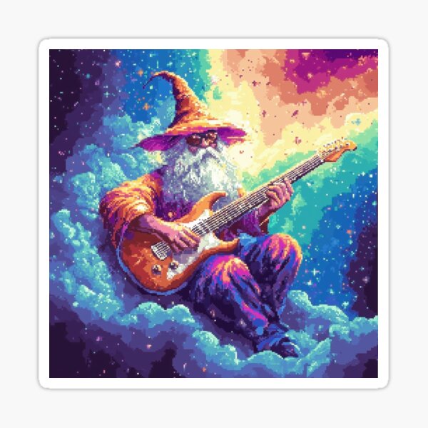 Item preview, Rainbow Wizard Playing Guitar designed and sold by Kaos-Bit.