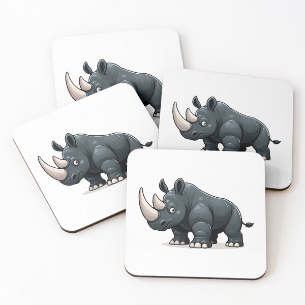 Item preview, A playful cartoon-style black rhinoceros with big eyes and a shiny body. designed and sold by cave-canvas.