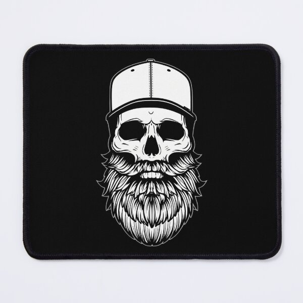 Item preview, hipster bearded skull gothic barber wearing baseball hat designed and sold by Mateusz Majcherek.