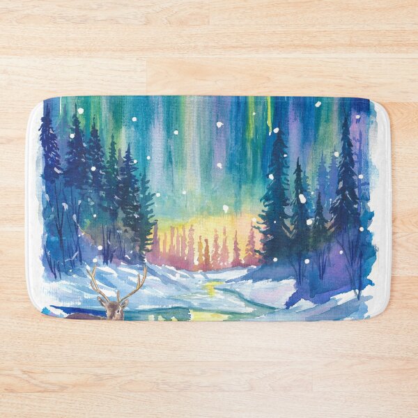 Item preview, Silent Stag Beneath the Northern Lights' Glow designed and sold by artshop77.