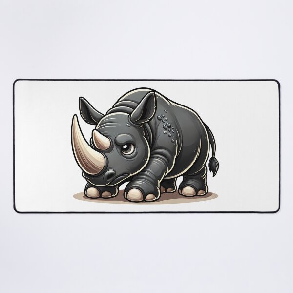Item preview, A cute cartoon black rhinoceros with a prominent horn and expressive eyes designed and sold by cave-canvas.