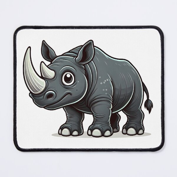 Item preview, Cute cartoon rhinoceros with big eyes, showcasing a playful and friendly expression. designed and sold by cave-canvas.