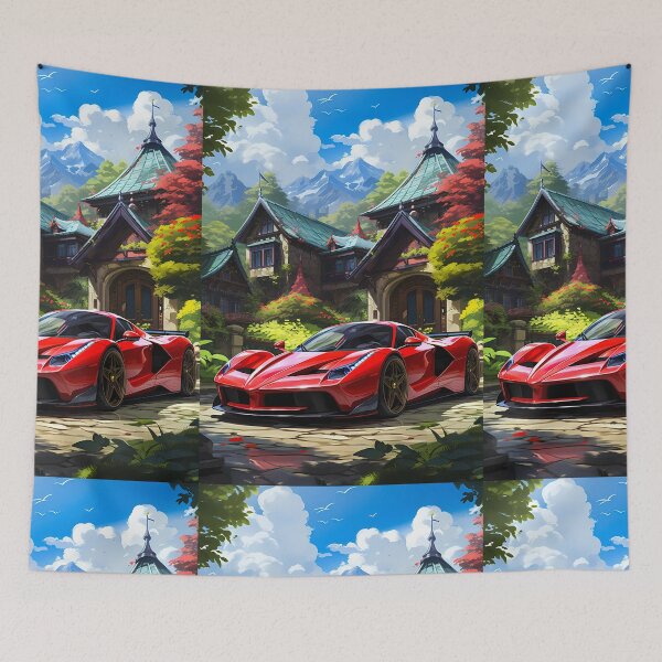 Item preview, Exotic Hypercar Parked In Front of Luxury Mansion In Mountains designed and sold by RevUpDesign.