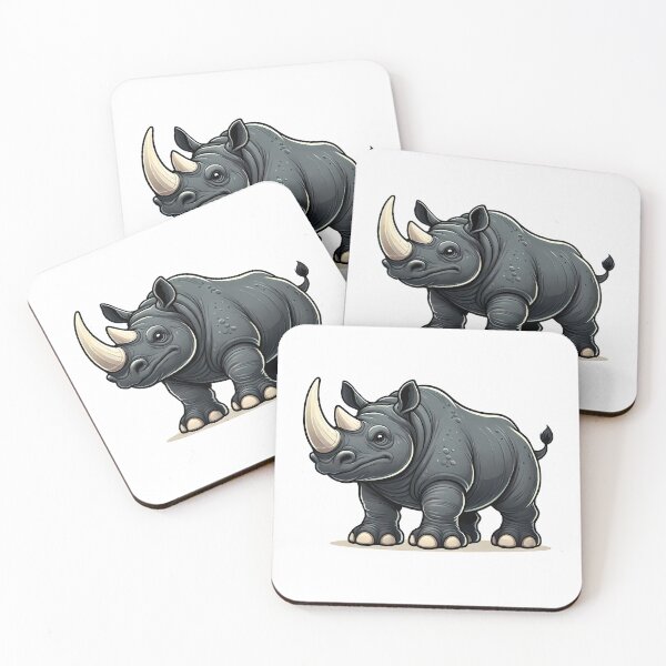 Item preview, A cartoon-style rhinoceros with a prominent horn and a friendly expression. designed and sold by cave-canvas.