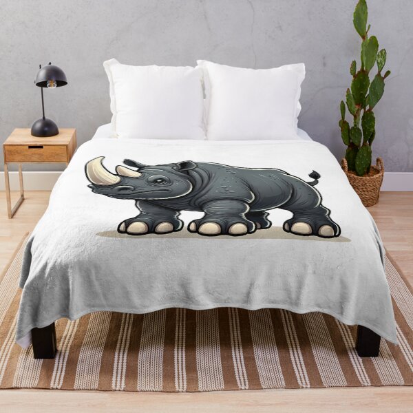 Item preview, A cartoon-style rhinoceros with a prominent horn and a friendly expression. designed and sold by cave-canvas.