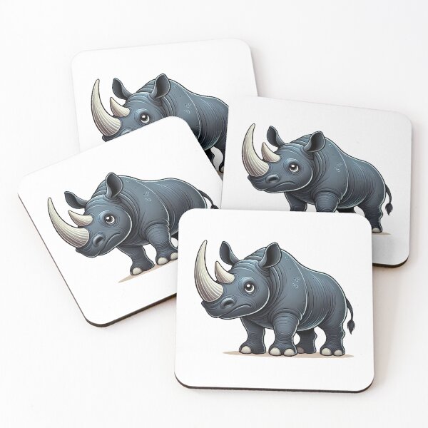 Item preview, Cute cartoon rhinoceros character with a big horn and expressive eyes. designed and sold by cave-canvas.
