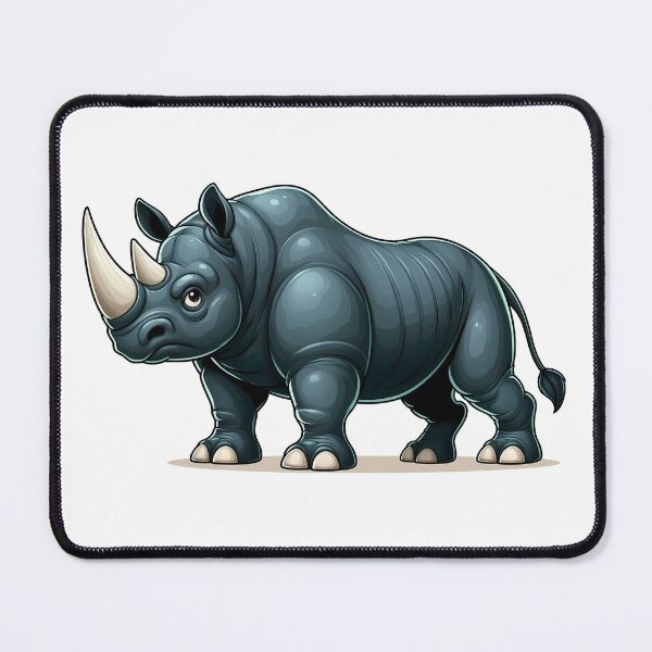 Item preview, A cartoon-style rhinoceros with a glossy finish, showcasing its robust and powerful form. designed and sold by cave-canvas.