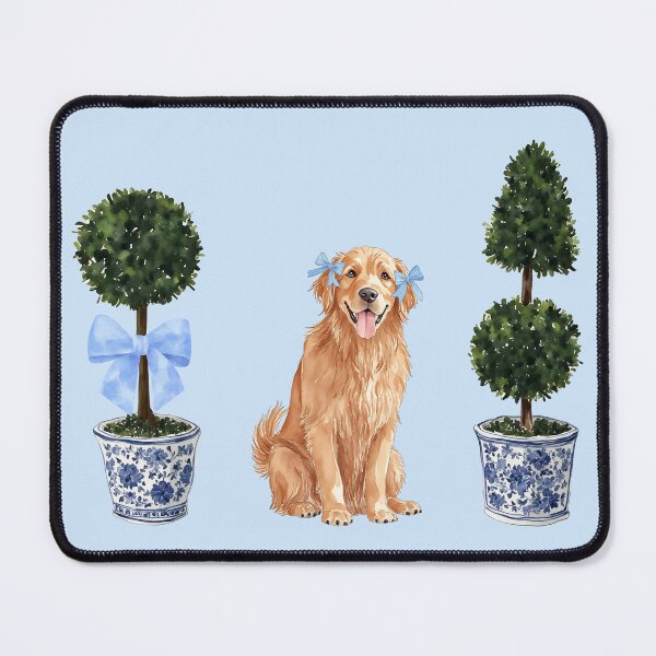 Item preview, Golden Retriever Chinoiserie Topiary Watercolor designed and sold by Magnolia Valley Art.