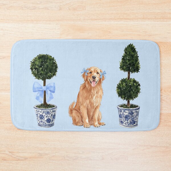 Item preview, Golden Retriever Chinoiserie Topiary Watercolor designed and sold by Magnolia Valley Art.
