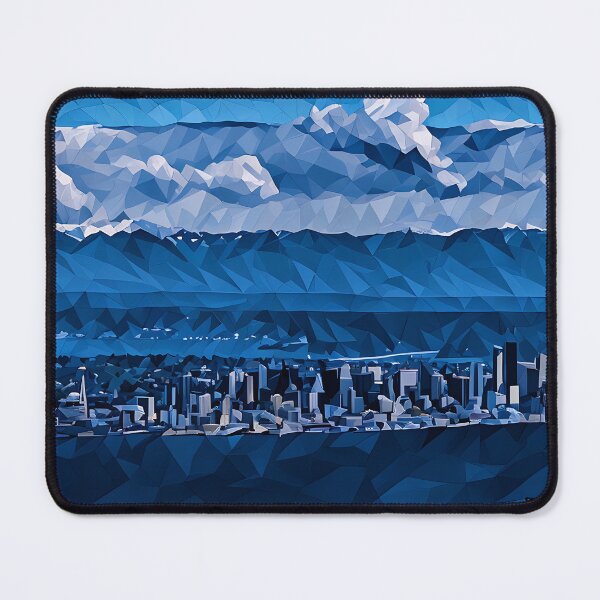 Artikelvorschau, Blick auf die Cascade Mountains in Seattle (Poly Art) entworfen und verkauft von flyscenicair.