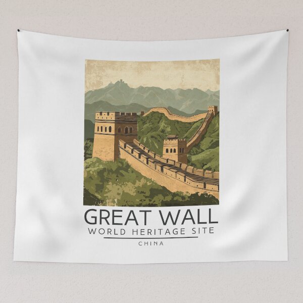 Item preview, A Vintage Travel Poster of The Great Wall of China - China  designed and sold by GoodOldVintage.