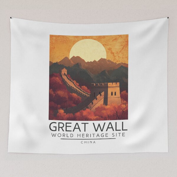 Item preview, A Vintage Travel Poster of The Great Wall of China - China  designed and sold by GoodOldVintage.