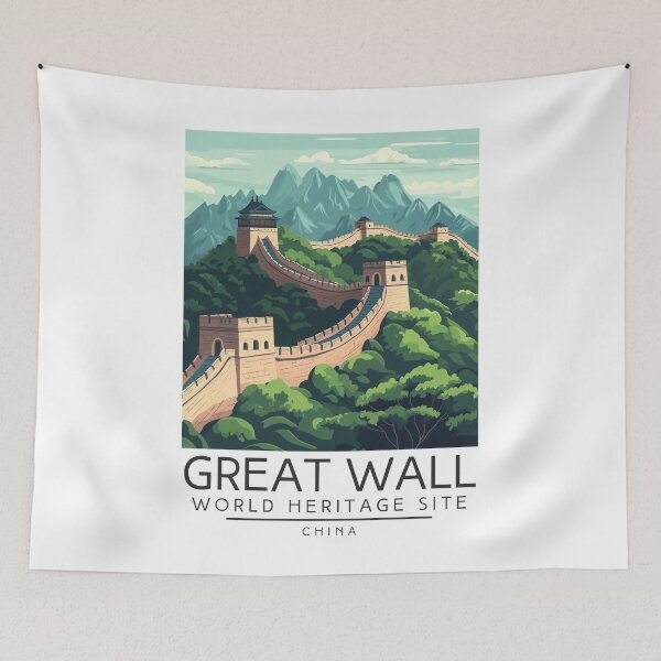 Item preview, A Vintage Travel Poster of The Great Wall of China - China  designed and sold by GoodOldVintage.