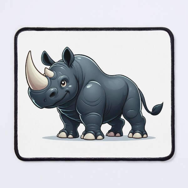Item preview, A cute cartoon rhinoceros character with a cheerful expression and a prominent horn. designed and sold by cave-canvas.