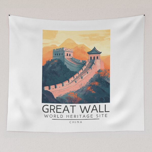 Item preview, A Vintage Travel Poster of The Great Wall of China - China  designed and sold by GoodOldVintage.