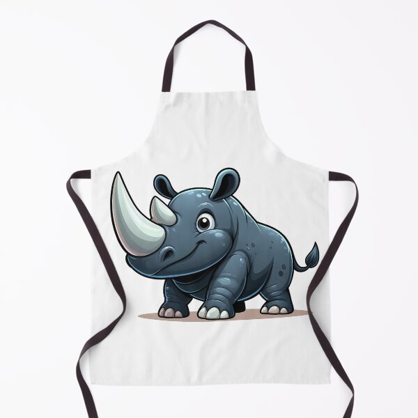 Item preview, Cute cartoon rhinoceros with a big smile and a prominent horn, set against a light background. designed and sold by cave-canvas.