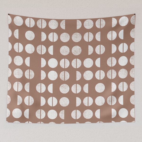 Item preview, Mocha Mousse Brown and White Textured Circles - Modern Minimalist Circular Geometric Moon Phase Grid designed and sold by GenAumonier.