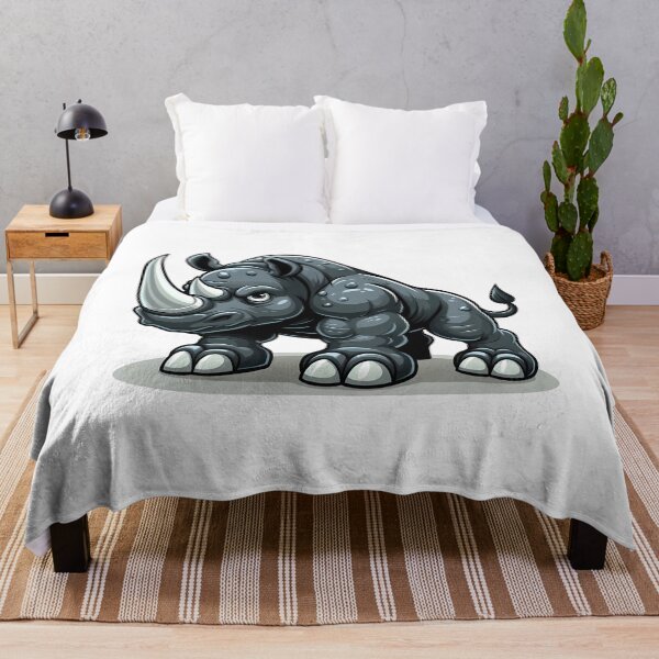 Item preview, A cartoon-style, muscular rhinoceros with an expressive face, set against a pale background. designed and sold by cave-canvas.